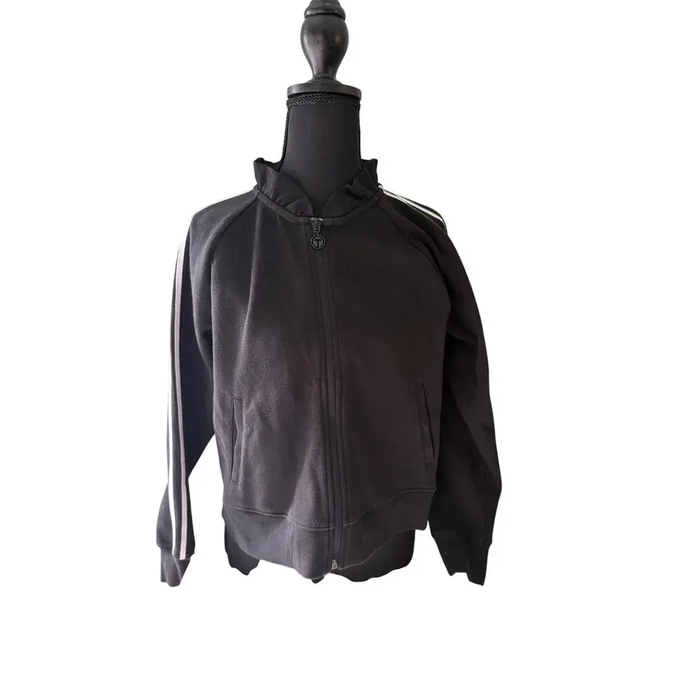 T by Talbots Black Track Jacket | Striped Zip-Up Small Petite